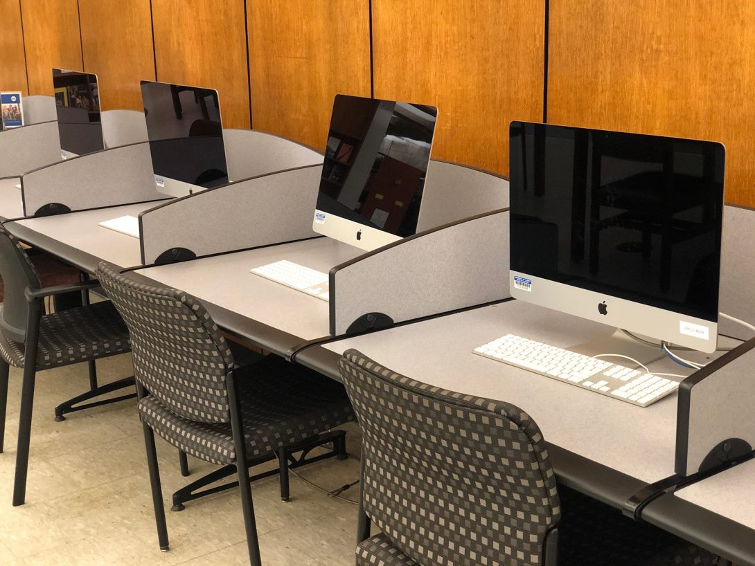 Mac computers in the library