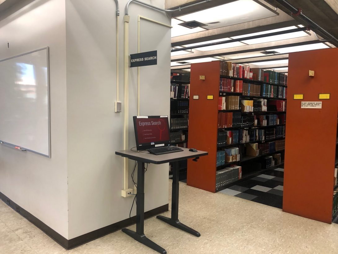 work station in the library